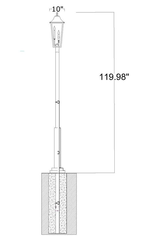 Z-Lite Gannon 12" W x 122" H 3-Light Black Stainless Steel Outdoor Post Mounted Fixture With Clear Beveled Glass Shade