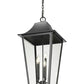 Z-Lite Gannon 16" 5-Light Black Stainless Steel Outdoor Chain Mount Ceiling Fixture With Clear Beveled Glass Shade