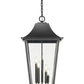 Z-Lite Gannon 16" 5-Light Black Stainless Steel Outdoor Chain Mount Ceiling Fixture With Clear Beveled Glass Shade