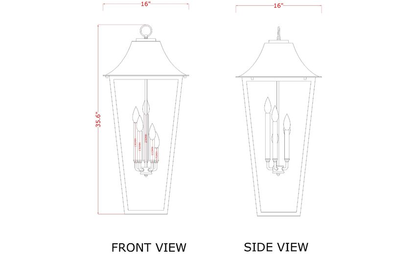 Z-Lite Gannon 16" 5-Light Black Stainless Steel Outdoor Chain Mount Ceiling Fixture With Clear Beveled Glass Shade