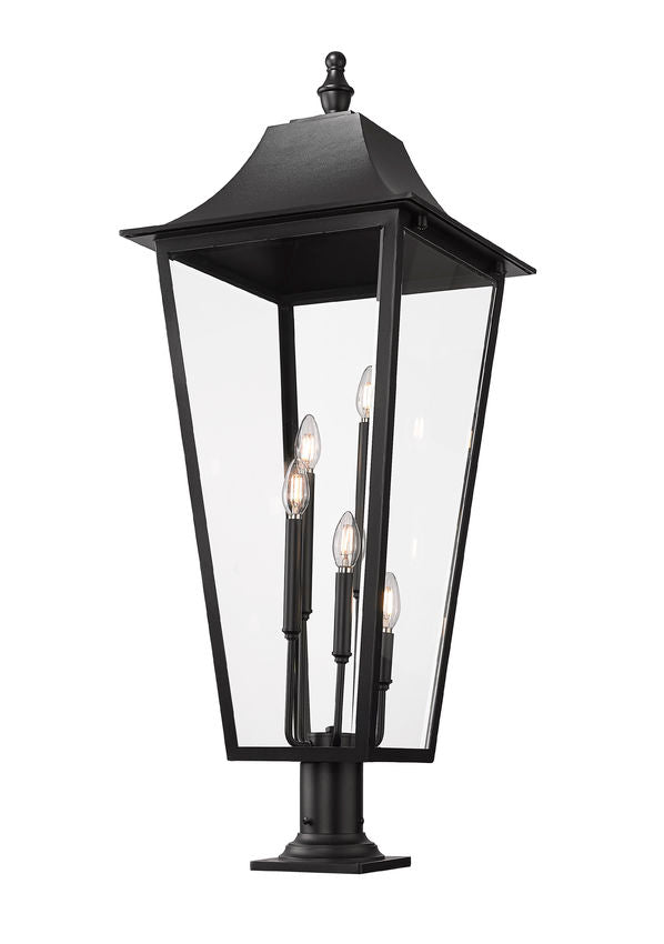 Z-Lite Gannon 16" 5-Light Black Stainless Steel Outdoor Pier Mounted Fixture With Clear Beveled Glass Shade