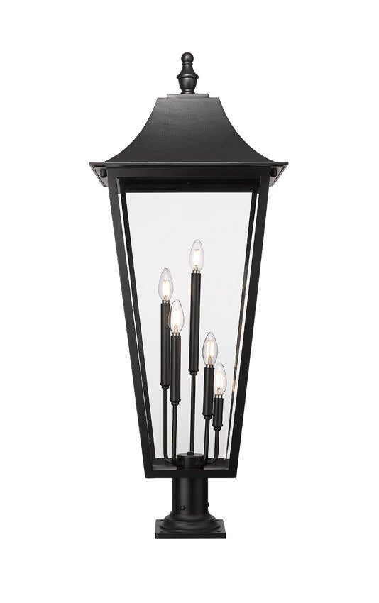 Z-Lite Gannon 16" 5-Light Black Stainless Steel Outdoor Pier Mounted Fixture With Clear Beveled Glass Shade