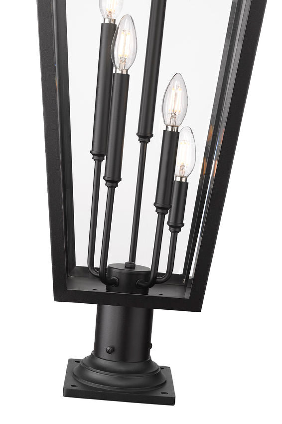 Z-Lite Gannon 16" 5-Light Black Stainless Steel Outdoor Pier Mounted Fixture With Clear Beveled Glass Shade