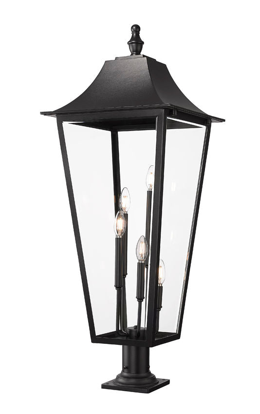 Z-Lite Gannon 16" 5-Light Black Stainless Steel Outdoor Pier Mounted Fixture With Clear Beveled Glass Shade