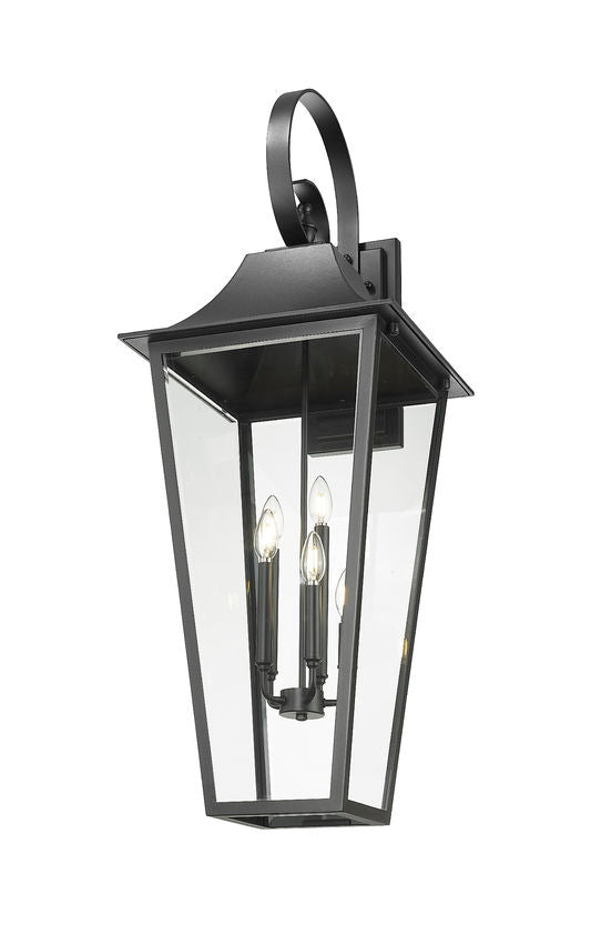 Z-Lite Gannon 16" 5-Light Black Stainless Steel Outdoor Wall Light With Clear Beveled Glass Shade