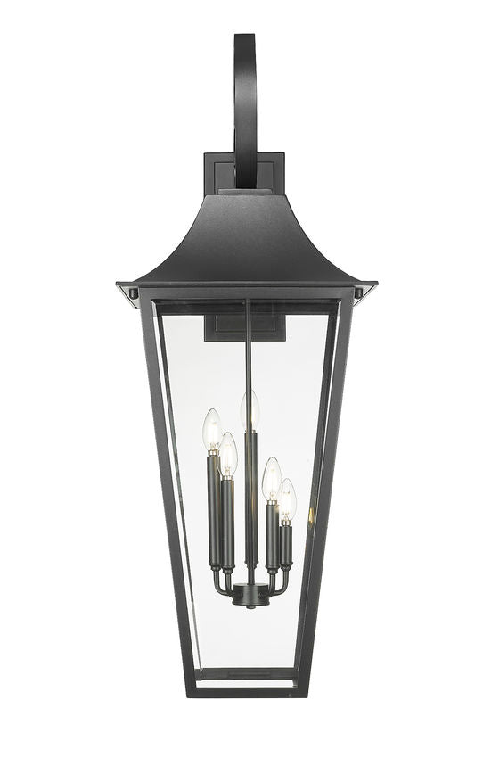 Z-Lite Gannon 16" 5-Light Black Stainless Steel Outdoor Wall Light With Clear Beveled Glass Shade
