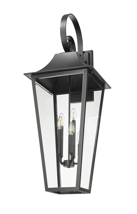 Z-Lite Gannon 16" 5-Light Black Stainless Steel Outdoor Wall Light With Clear Beveled Glass Shade