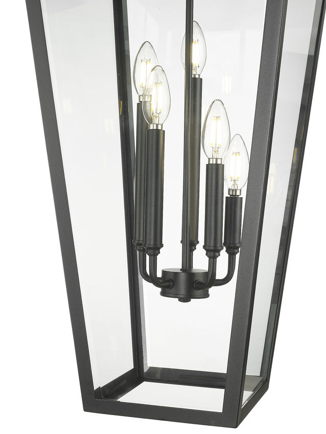 Z-Lite Gannon 16" 5-Light Black Stainless Steel Outdoor Wall Light With Clear Beveled Glass Shade