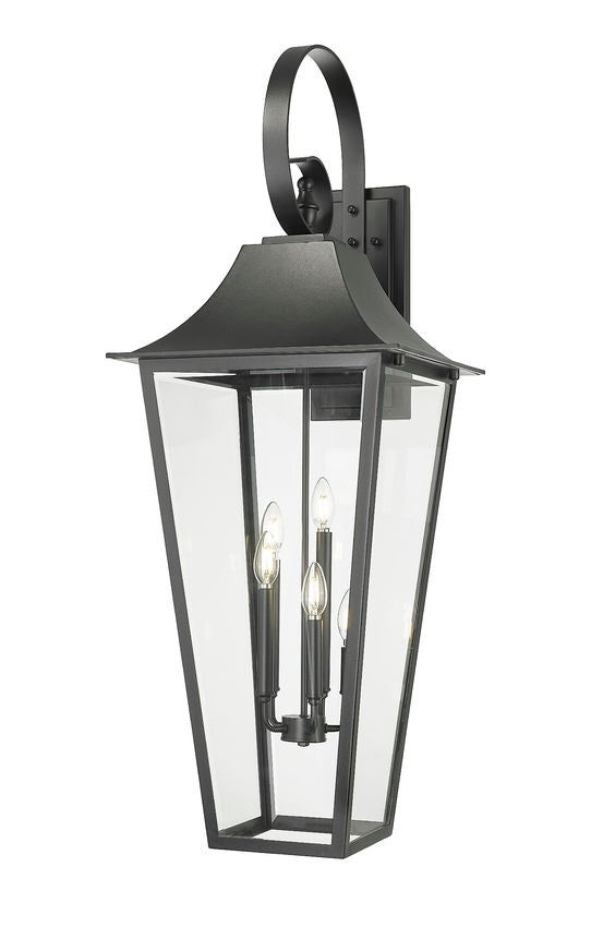 Z-Lite Gannon 16" 5-Light Black Stainless Steel Outdoor Wall Light With Clear Beveled Glass Shade