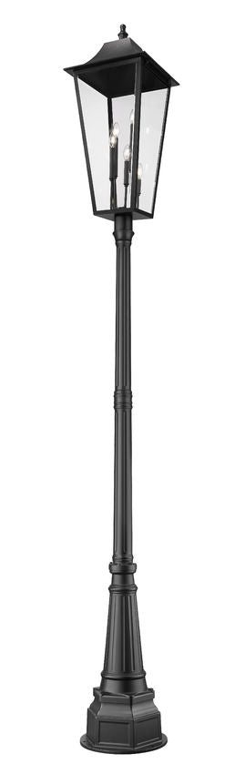 Z-Lite Gannon 16" W x 122" H 5-Light Black Stainless Steel Outdoor Post Mounted Fixture With Clear Beveled Glass Shade