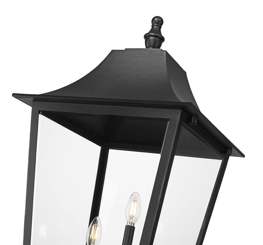 Z-Lite Gannon 16" W x 133" H 5-Light Black Stainless Steel Outdoor Post Mounted Fixture With Clear Beveled Glass Shade