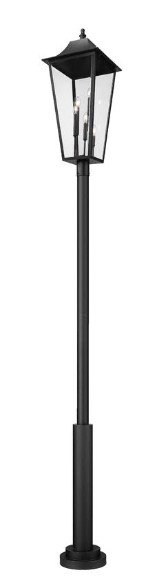 Z-Lite Gannon 16" W x 135" H 5-Light Black Stainless Steel Outdoor Post Mounted Fixture With Clear Beveled Glass Shade