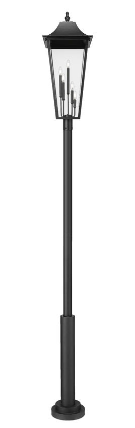 Z-Lite Gannon 16" W x 135" H 5-Light Black Stainless Steel Outdoor Post Mounted Fixture With Clear Beveled Glass Shade