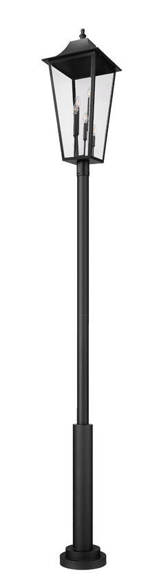Z-Lite Gannon 16" W x 135" H 5-Light Black Stainless Steel Outdoor Post Mounted Fixture With Clear Beveled Glass Shade