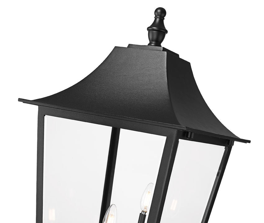 Z-Lite Gannon 16" W x 135" H 5-Light Black Stainless Steel Outdoor Post Mounted Fixture With Clear Beveled Glass Shade
