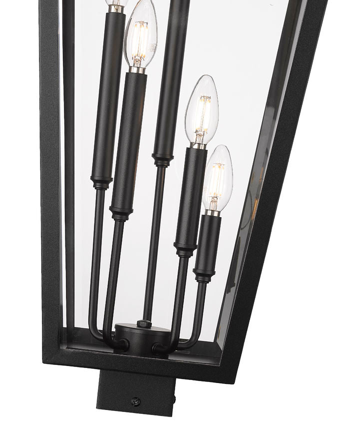 Z-Lite Gannon 16" W x 39" H 5-Light Black Stainless Steel Outdoor Post Mount Fixture With Clear Beveled Glass Shade
