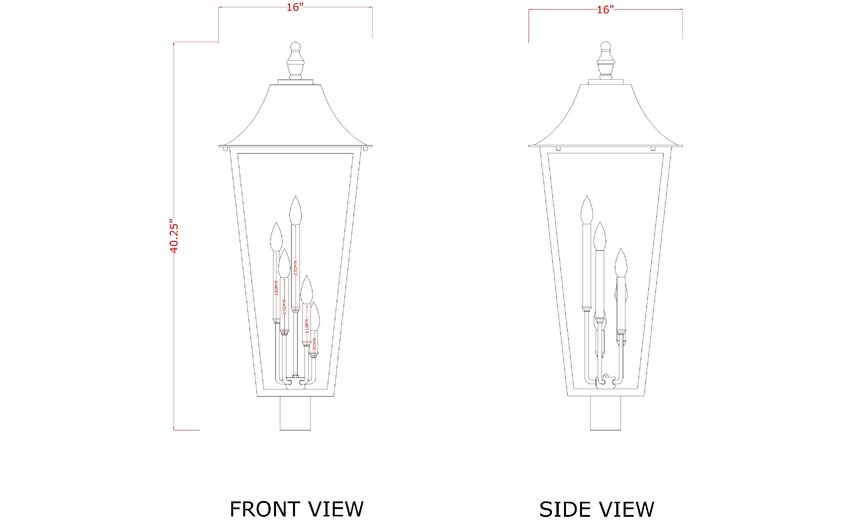 Z-Lite Gannon 16" W x 40" H 5-Light Black Stainless Steel Outdoor Post Mounted Fixture With Clear Beveled Glass Shade