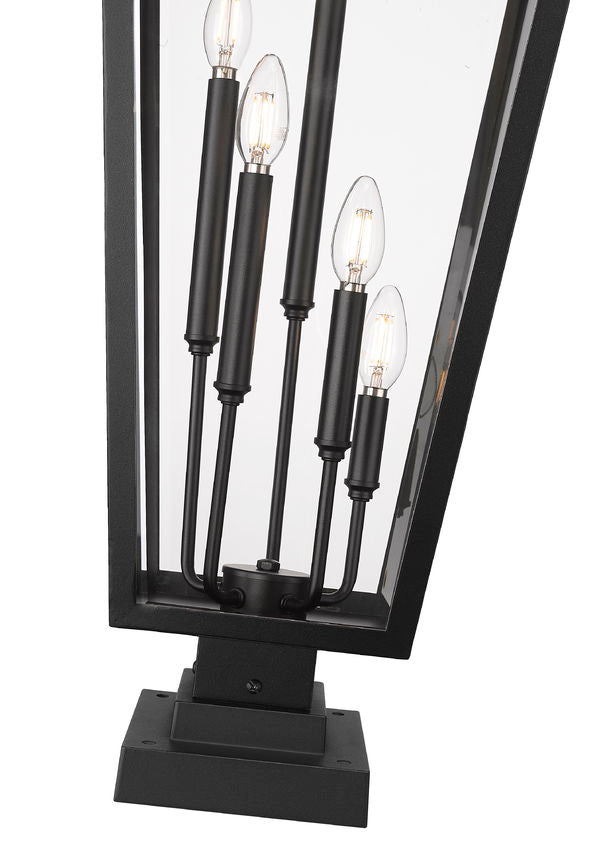 Z-Lite Gannon 16" W x 41" H 5-Light Black Stainless Steel Outdoor Pier Mounted Fixture With Clear Beveled Glass Shade
