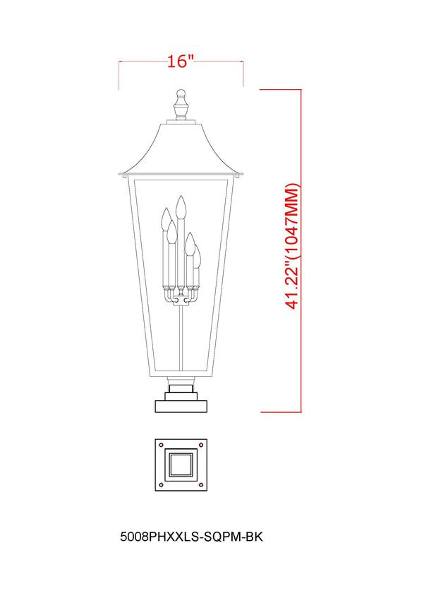 Z-Lite Gannon 16" W x 41" H 5-Light Black Stainless Steel Outdoor Pier Mounted Fixture With Clear Beveled Glass Shade
