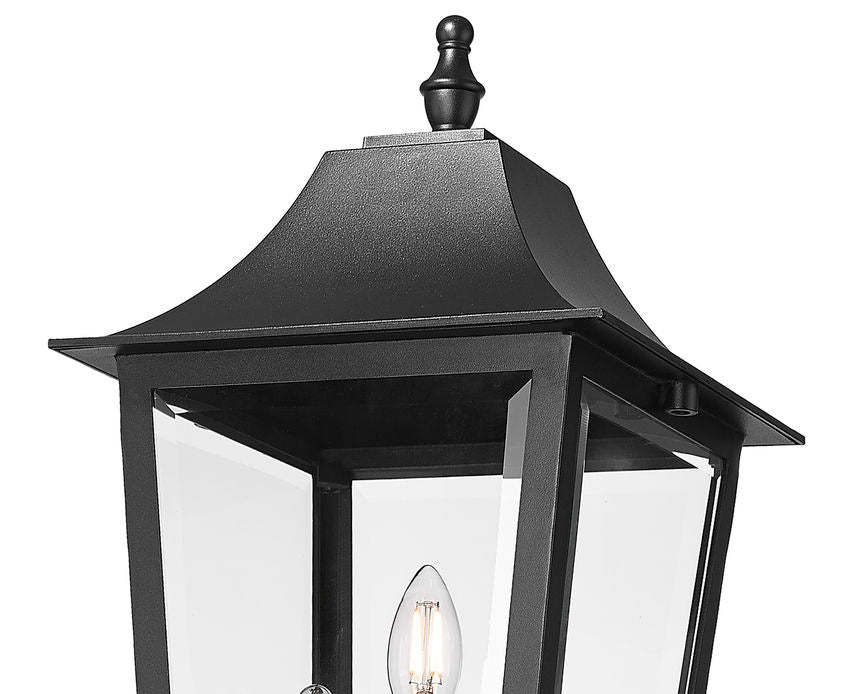 Z-Lite Gannon 5008PHBR-5011P-BK 3-Light Black Stainless Steel Outdoor Post Mounted Fixture With Clear Beveled Glass Shade