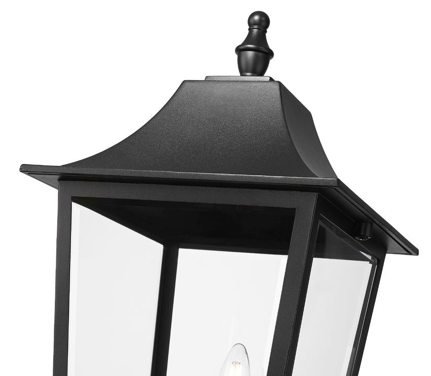 Z-Lite Gannon 5008PHBR-519P-BK 3-Light Black Stainless Steel Outdoor Post Mounted Fixture With Clear Beveled Glass Shade
