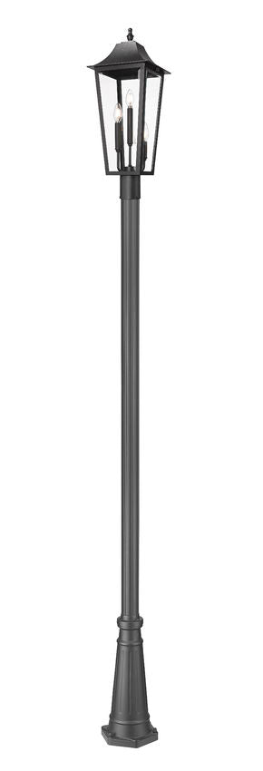 Z-Lite Gannon 5008PHBR-519P-BK 3-Light Black Stainless Steel Outdoor Post Mounted Fixture With Clear Beveled Glass Shade