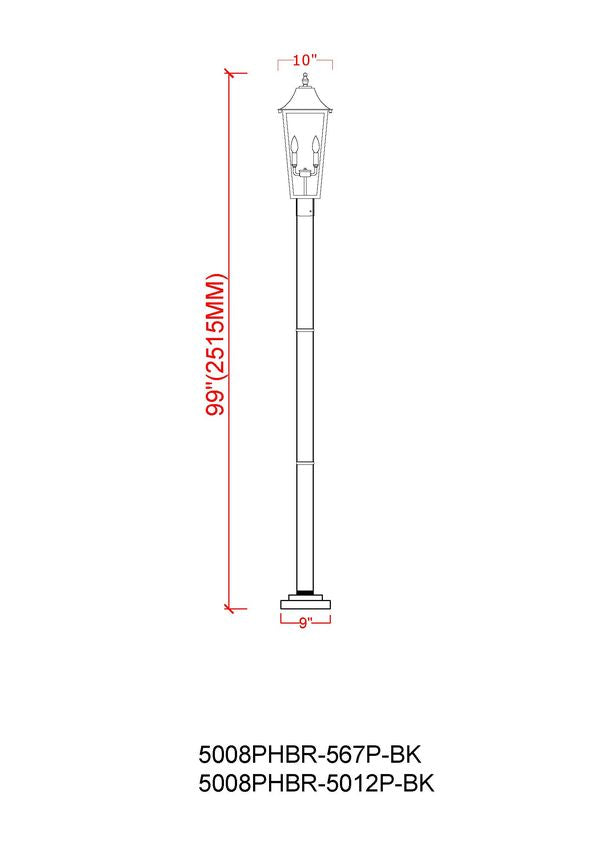 Z-Lite Gannon 5008PHBR-567P-BK 3-Light Black Stainless Steel Outdoor Post Mounted Fixture With Clear Beveled Glass Shade