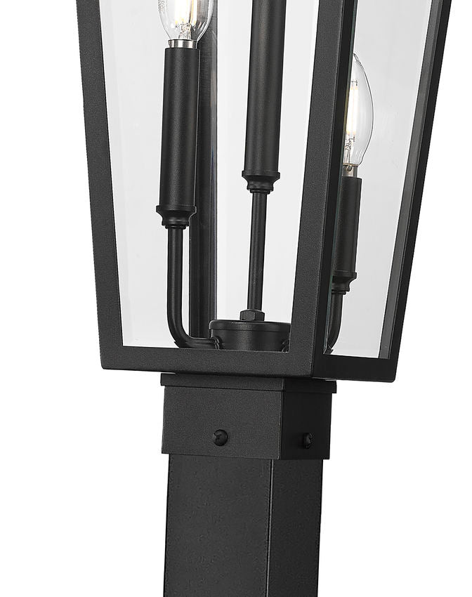 Z-Lite Gannon 5008PHBS-536P-BK 3-Light Black Stainless Steel Outdoor Post Mounted Fixture With Clear Beveled Glass Shade