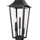Z-Lite Gannon 5008PHBS-SQPM-BK 3-Light Black Stainless Steel Outdoor Pier Mounted Fixture With Clear Beveled Glass Shade