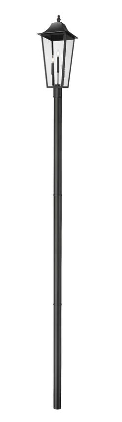 Z-Lite Gannon 5008PHXLR-5009P120-B 3-Light Black Stainless Steel Outdoor Post Mounted Fixture With Clear Beveled Glass Shade