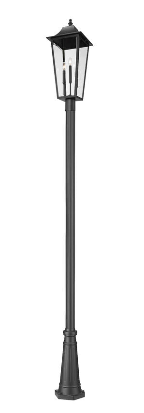 Z-Lite Gannon 5008PHXLR-519P-BK 3-Light Black Stainless Steel Outdoor Post Mounted Fixture With Clear Beveled Glass Shade
