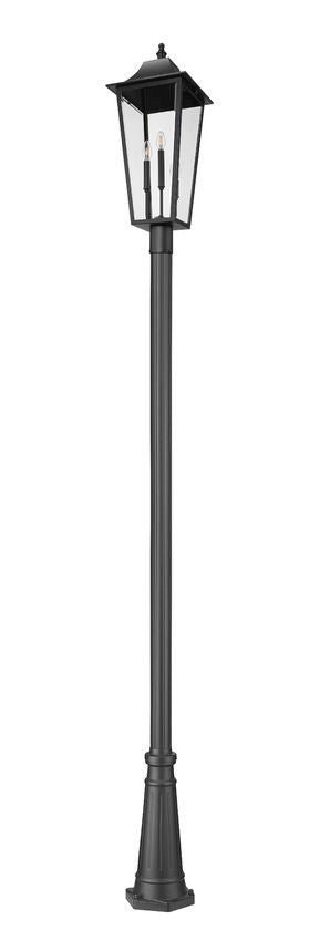 Z-Lite Gannon 5008PHXLR-519P-BK 3-Light Black Stainless Steel Outdoor Post Mounted Fixture With Clear Beveled Glass Shade