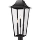 Z-Lite Gannon 5008PHXLR-533PM-BK 3-Light Black Stainless Steel Outdoor Pier Mounted Fixture With Clear Beveled Glass Shade