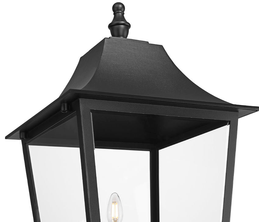 Z-Lite Gannon 5008PHXLR-564P-BK 3-Light Black Stainless Steel Outdoor Post Mounted Fixture With Clear Beveled Glass Shade