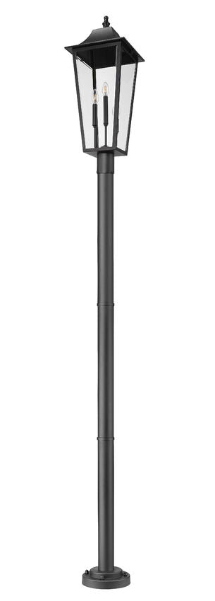 Z-Lite Gannon 5008PHXLR-567P-BK 3-Light Black Stainless Steel Outdoor Post Mounted Fixture With Clear Beveled Glass Shade