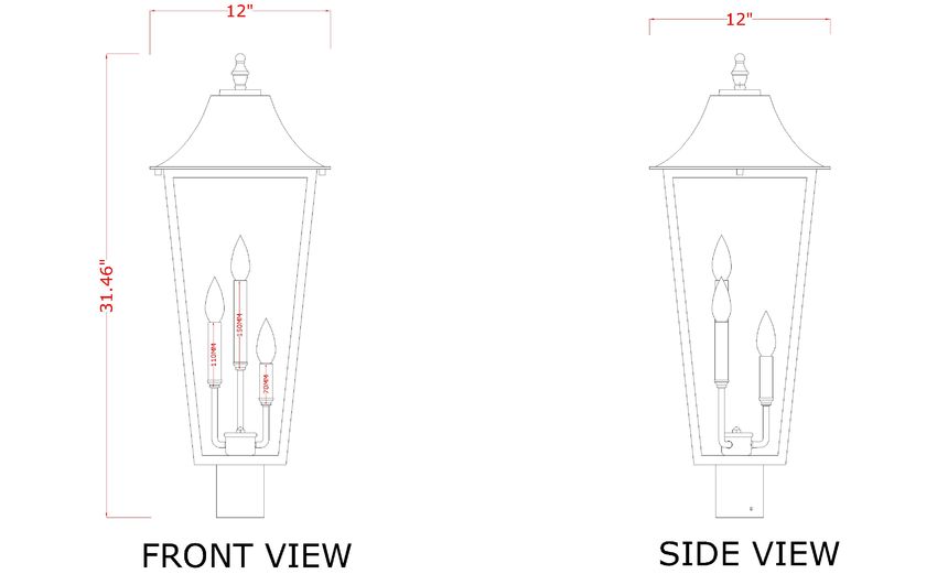 Z-Lite Gannon 5008PHXLR-BK 3-Light Black Stainless Steel Outdoor Post Mount Fixture With Clear Beveled Glass Shade
