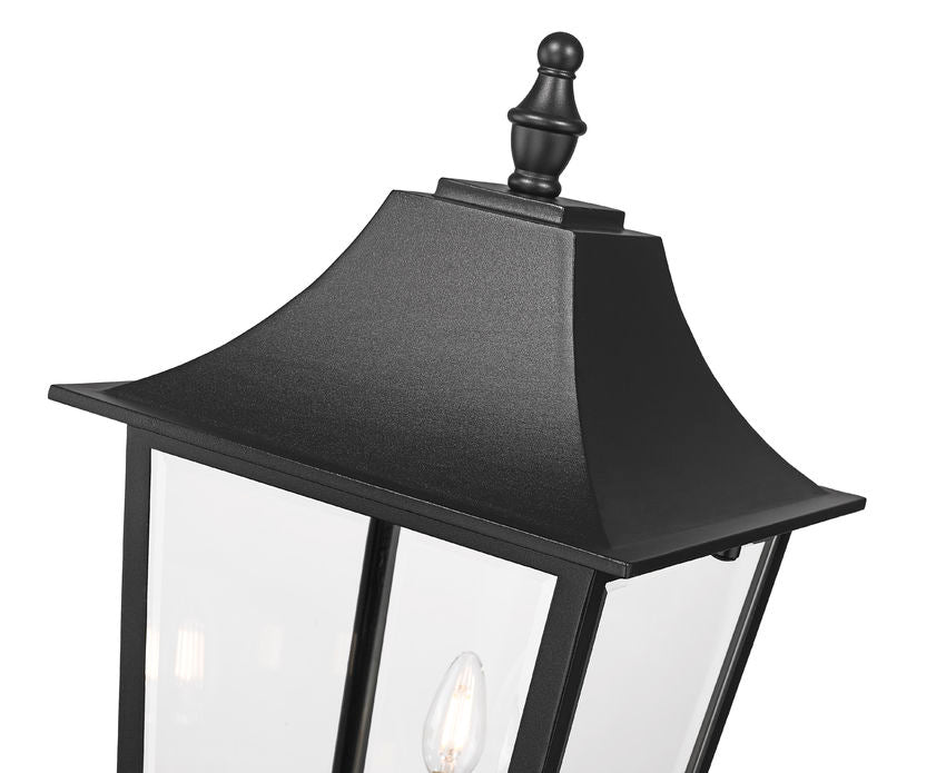 Z-Lite Gannon 5008PHXLS-536P-BK 3-Light Black Stainless Steel Outdoor Post Mounted Fixture With Clear Beveled Glass Shade