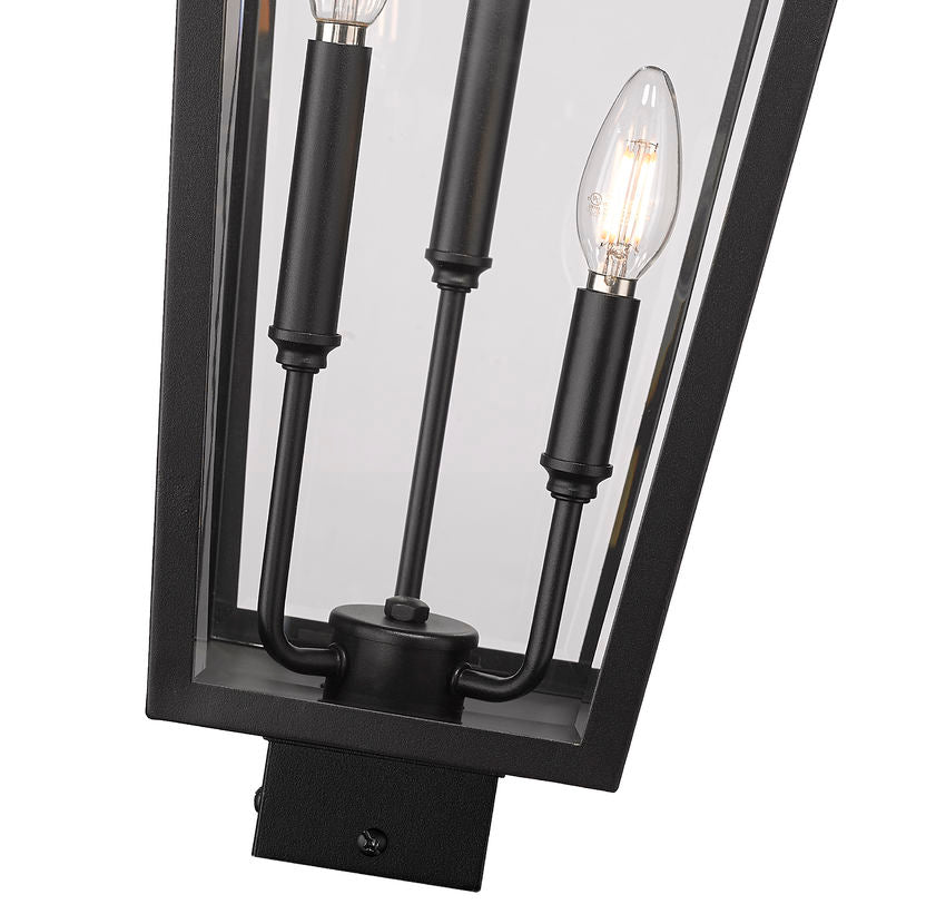 Z-Lite Gannon 5008PHXLS-BK 3-Light Black Stainless Steel Outdoor Post Mount Fixture With Clear Beveled Glass Shade