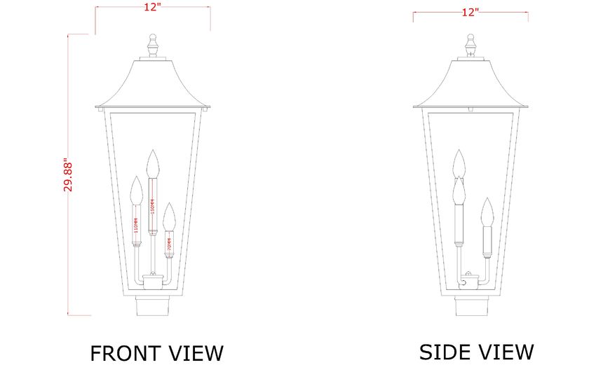 Z-Lite Gannon 5008PHXLS-BK 3-Light Black Stainless Steel Outdoor Post Mount Fixture With Clear Beveled Glass Shade
