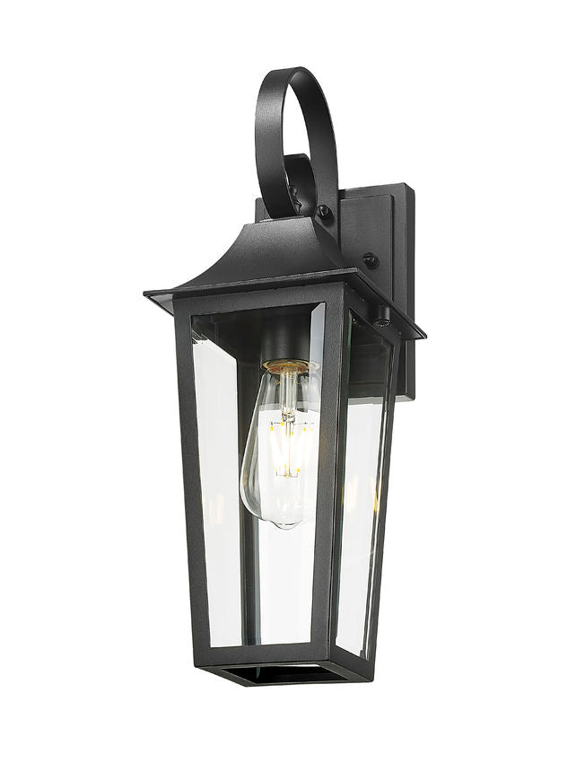 Z-Lite Gannon 6" 1-Light Black Stainless Steel Outdoor Wall Light With Clear Beveled Glass Shade