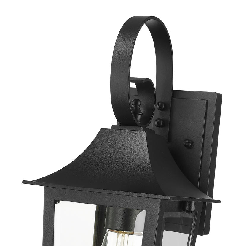Z-Lite Gannon 6" 1-Light Black Stainless Steel Outdoor Wall Light With Clear Beveled Glass Shade