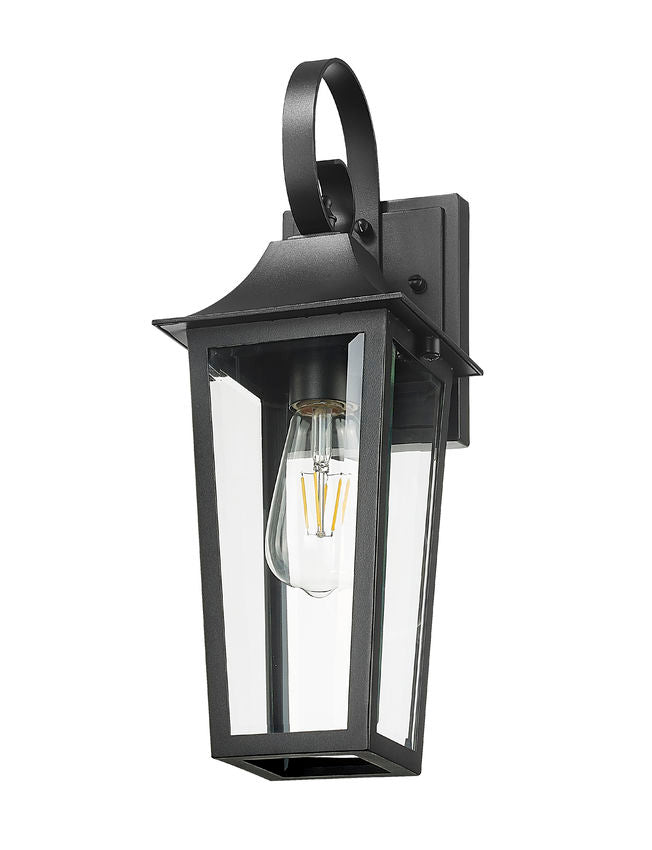 Z-Lite Gannon 6" 1-Light Black Stainless Steel Outdoor Wall Light With Clear Beveled Glass Shade