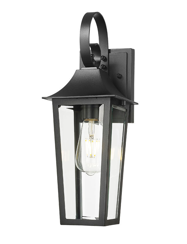 Z-Lite Gannon 6" 1-Light Black Stainless Steel Outdoor Wall Light With Clear Beveled Glass Shade