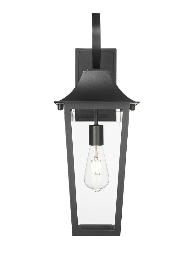 Z-Lite Gannon 8" 1-Light Black Stainless Steel Outdoor Wall Light With Clear Beveled Glass Shade