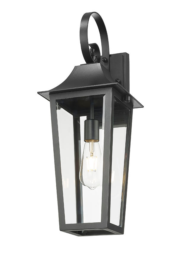 Z-Lite Gannon 8" 1-Light Black Stainless Steel Outdoor Wall Light With Clear Beveled Glass Shade
