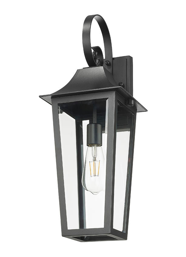 Z-Lite Gannon 8" 1-Light Black Stainless Steel Outdoor Wall Light With Clear Beveled Glass Shade