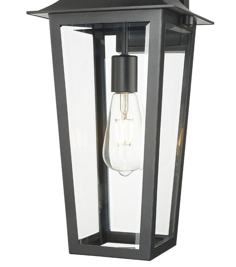 Z-Lite Gannon 8" 1-Light Black Stainless Steel Outdoor Wall Light With Clear Beveled Glass Shade