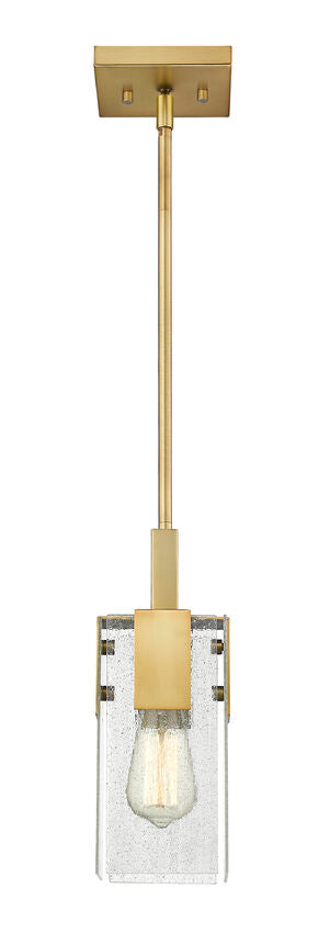 Z-Lite Gantt 5" 1-Light Vintage Brass Mini Pendant Light With Seedy Glass Shade