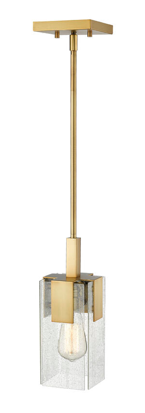 Z-Lite Gantt 5" 1-Light Vintage Brass Mini Pendant Light With Seedy Glass Shade