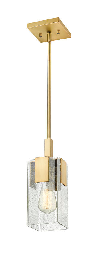 Z-Lite Gantt 5" 1-Light Vintage Brass Mini Pendant Light With Seedy Glass Shade